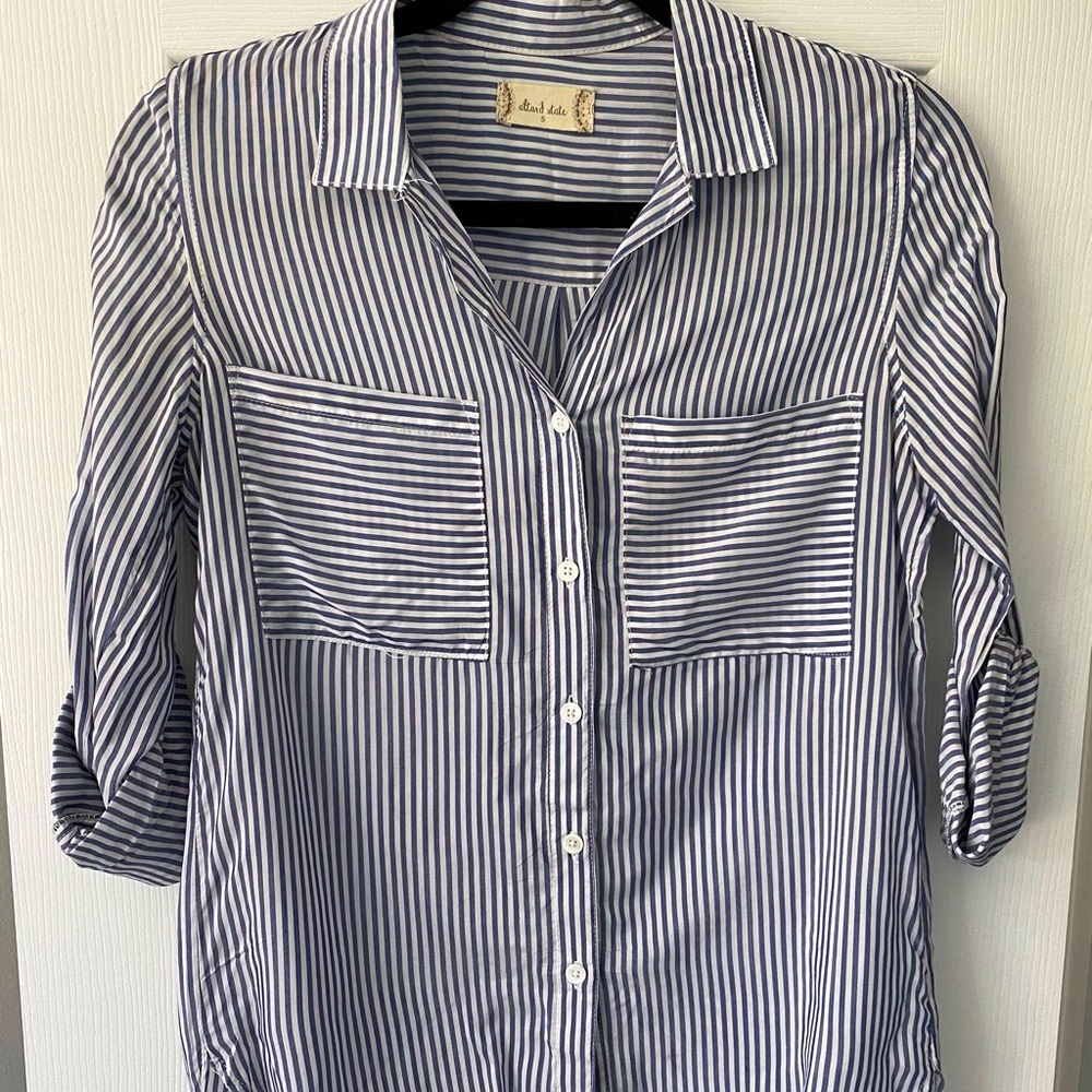 Blue and white striped shirt